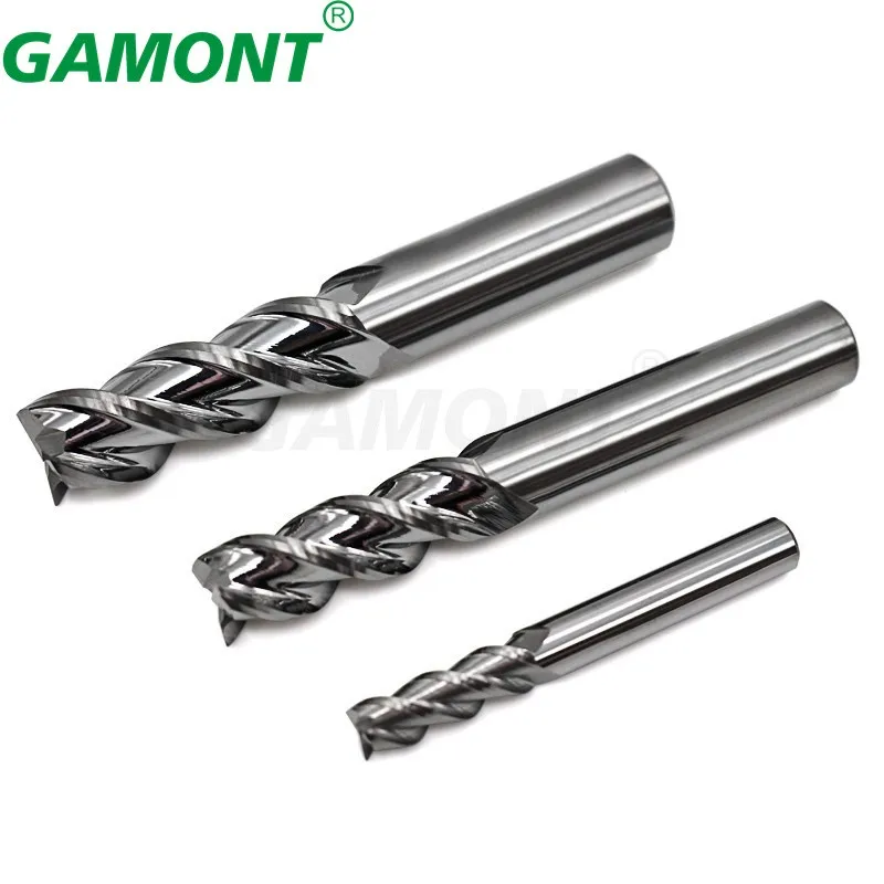 GAMONT HRC55 3-Flute For Aluminium Tungsten Steel Carbide Milling Cutter CNC Machinery Maching Special Flat Endmill Tools