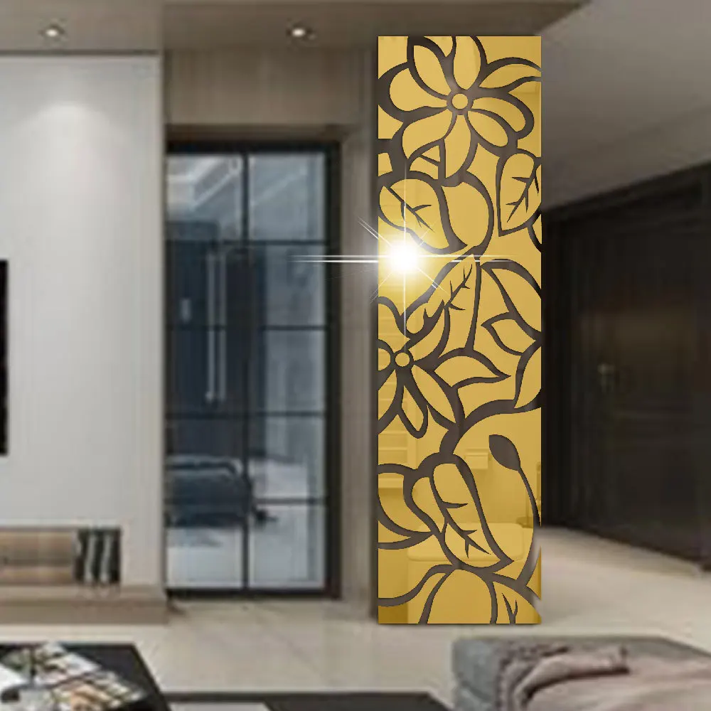 3D Large Shiny Mirror Wall Stickers Decals Wall Decor Room Flower Sticker Bedroom House Living Room Home Decoration