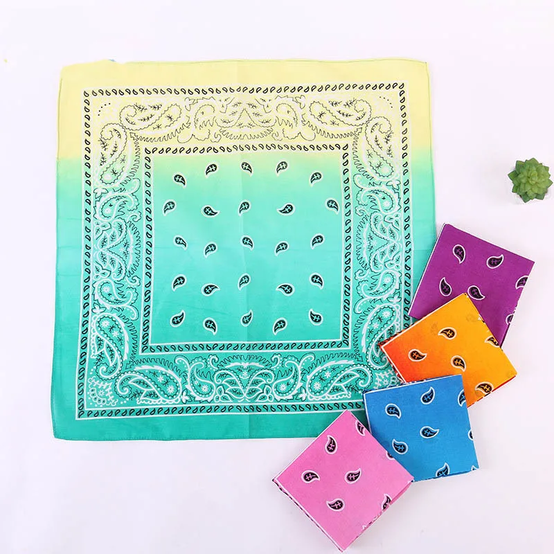 Colorful Handkerchief Paisley Tie-Dye Bandanas Ladies Women Neckerchief Cotton Headscarf Handkerchief Square 55cm X 55cm 1Piece