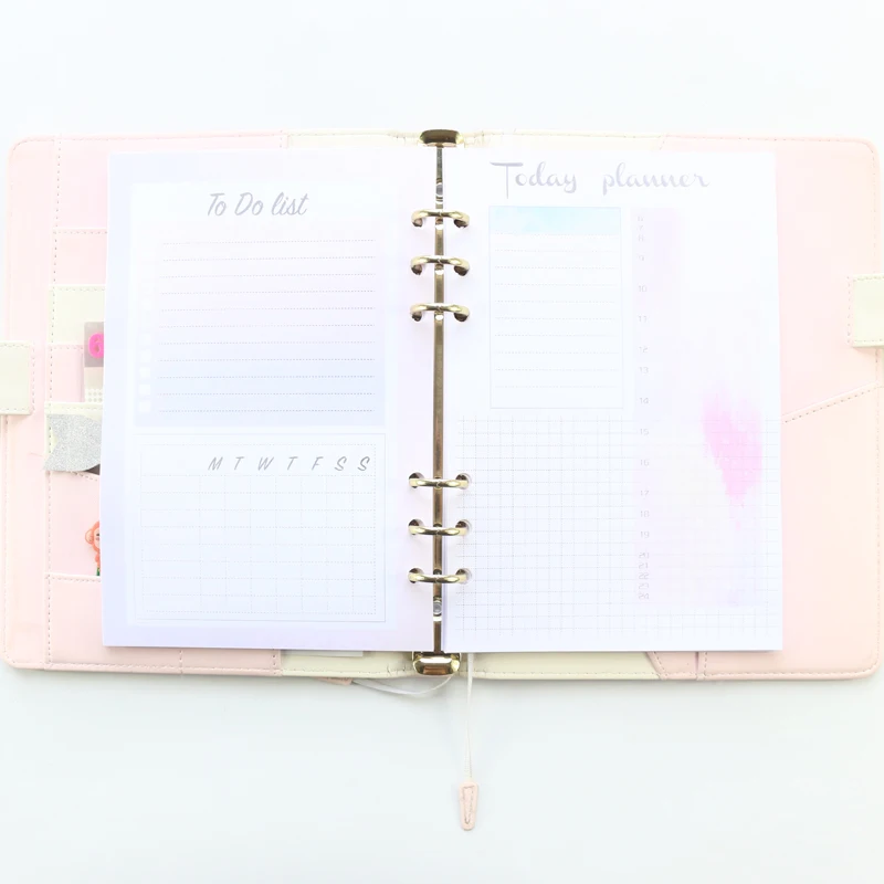 Domikee cute colorful 6 holes refilling inner papers core for binder notebooks stationery:daily weekly monthly planner,A5A6