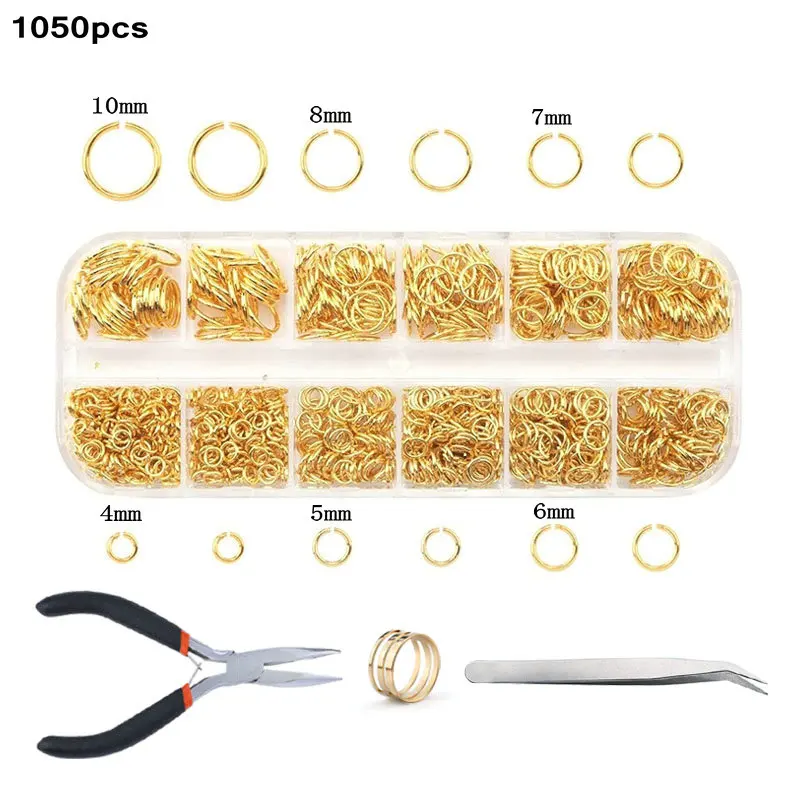 Schmuckzubehör-Set aus Legierung, Schmuckherstellungswerkzeuge, Kupferdraht, offene Biegeringe, Ohrringhaken, Schmuckherstellungszubehör-Kit