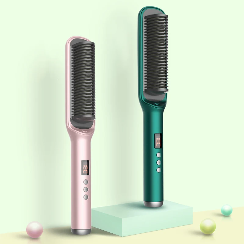 Professionelle Haarglätter Curler Negative Ionen Flüssigkeit Kristall Display Dauerwelle Glättung Pinsel Kamm Styler Friseur Werkzeug