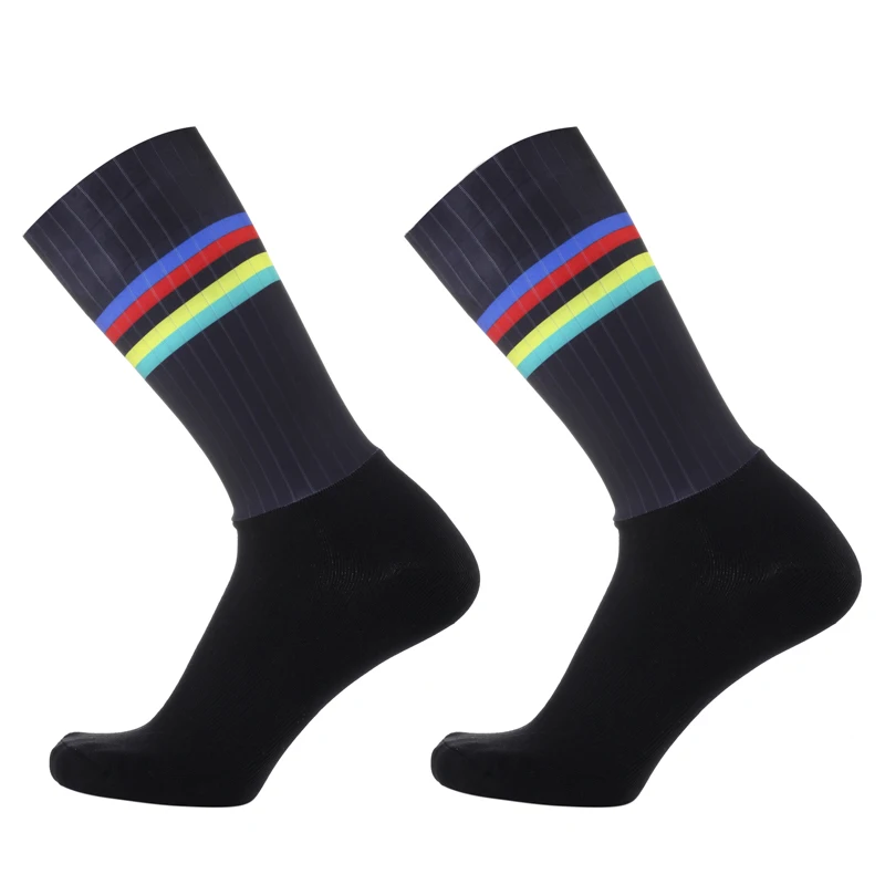 Anti Slip Seamless Silicone Pro Team Aero Socks Breathable Cycling Socks Outdoor Running Sport Champion Rainbow Bike socks