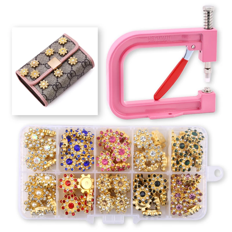 Torus Hand Pearl Setting Machine Plastic Beads Rivet Fixing Machine with Beads Screw Heads for DIY Bags/Clothes/Skirts/Hats