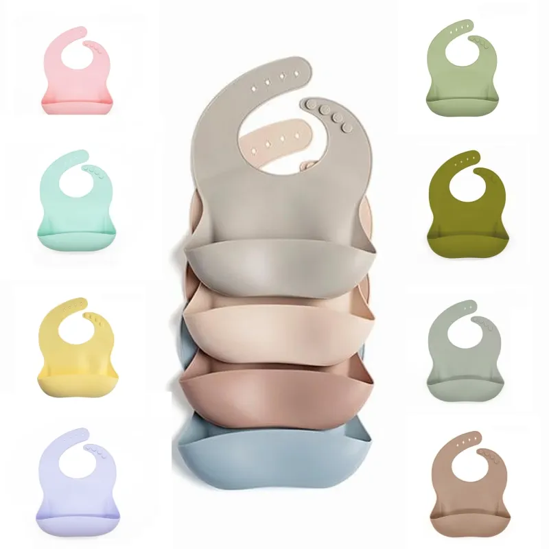 Bavoirs Réglables en Silicone pour Bébé, Écharpe Douce et Solide, Tablier à Déjeuner pour Nouveau-Né, Ustensiles d\'Alimentation pour Enfant