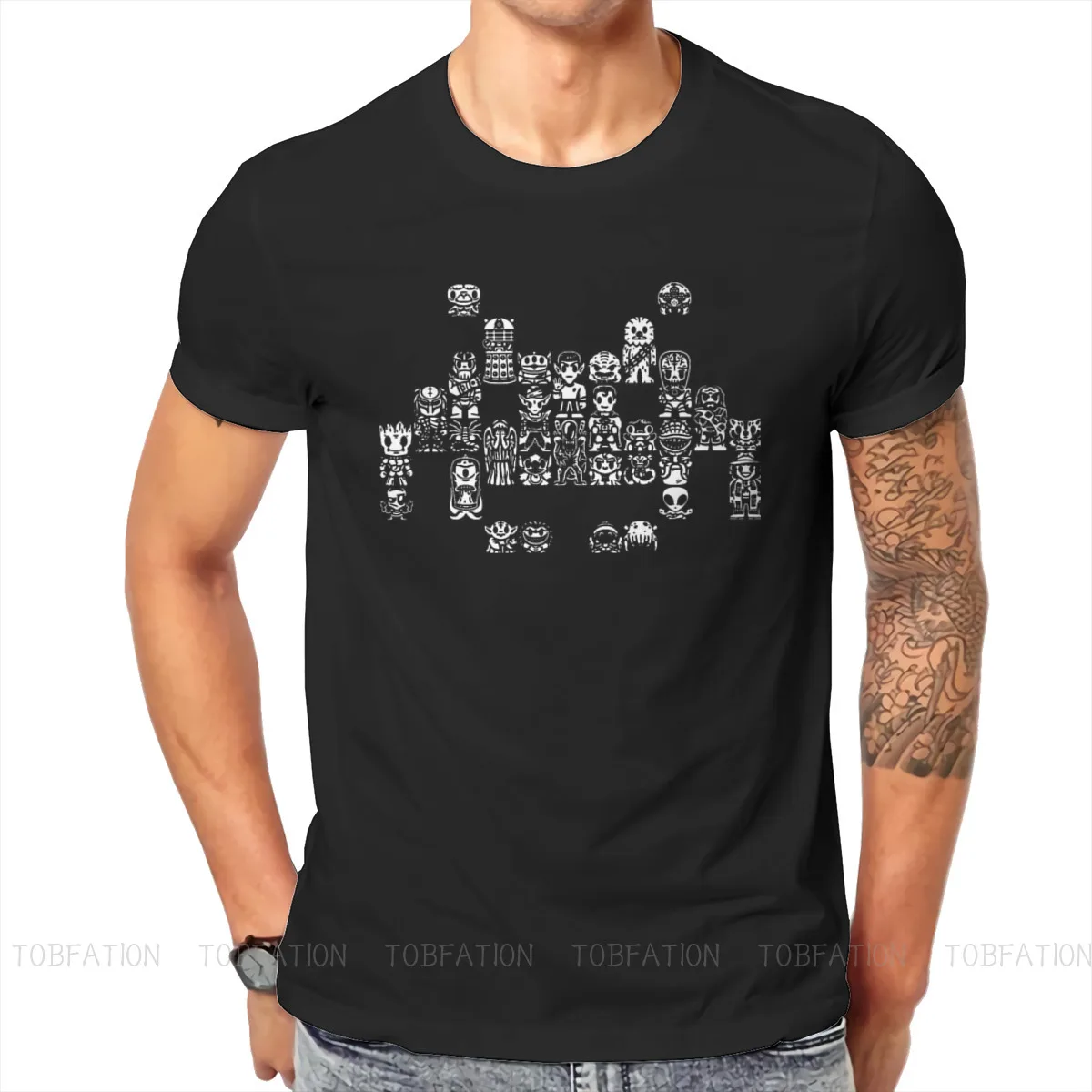 Space Invaders Arcade Shooter Game Fabric TShirt Pop Culture Elegant T Shirt Oversized Men Clothes Printing Trendy