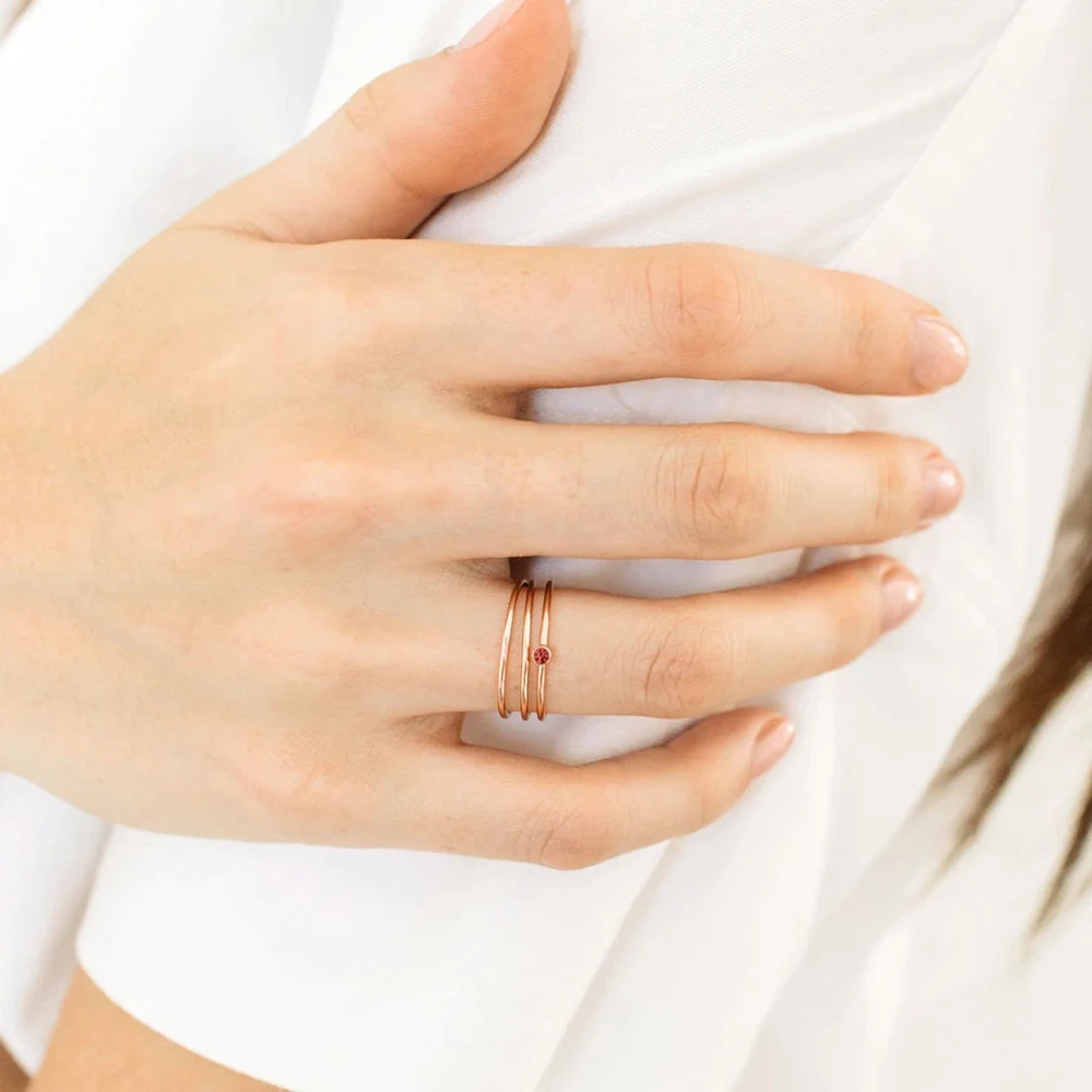 Cincin Batu Kelahiran Susun Batu Permata Anggun Batu Permata Zirconia Cincin Minimalis Perhiasan Hadiah untuk Hari Ibunya