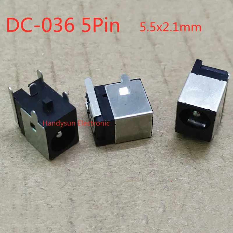 DC-036 DC Power Socket Female 5.5x2.1mm 5Pin Post Charging Port DC Computer Power Socket Interface Copper Shell Mount Connector