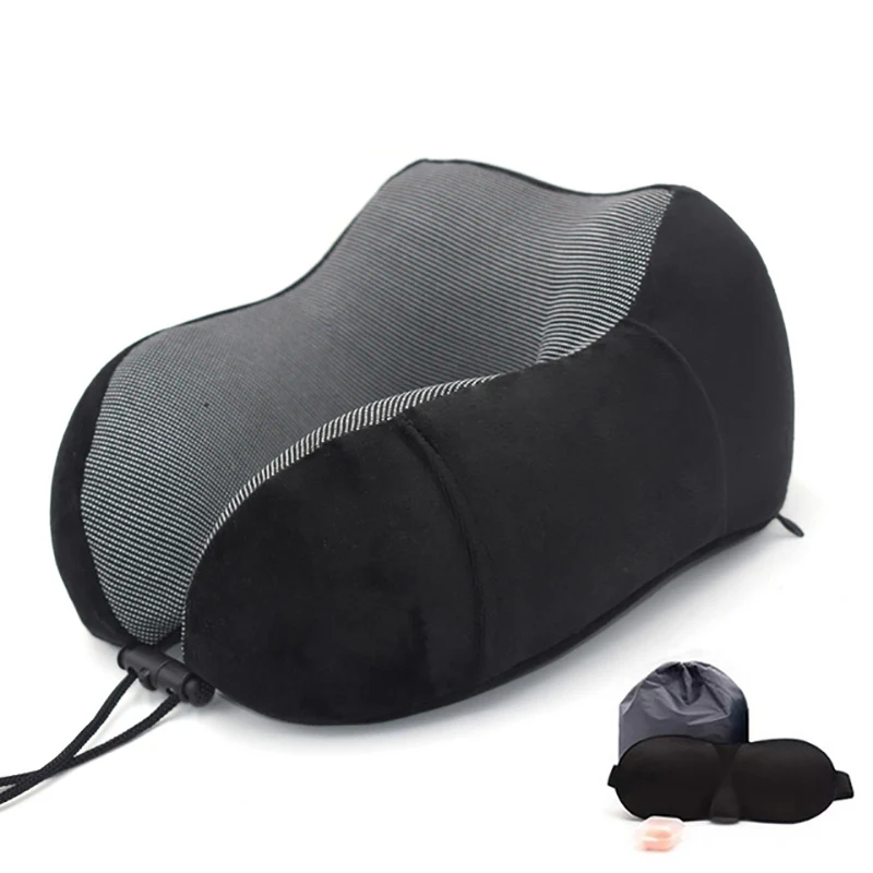 Memory Foam U-shaped Neck Pillow Soft Travel Pillow for Airplane Office Nap Cervical Pillows Flight Sleeping Head Neck Support