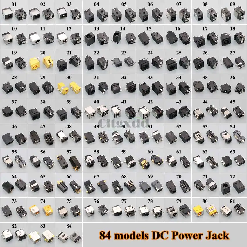 Cltgxdd 84models 84pcs/lot Laptop DC Power Jack Charger Port Socket Plug Connector For Samsung Acer Asus Sony Lenovo