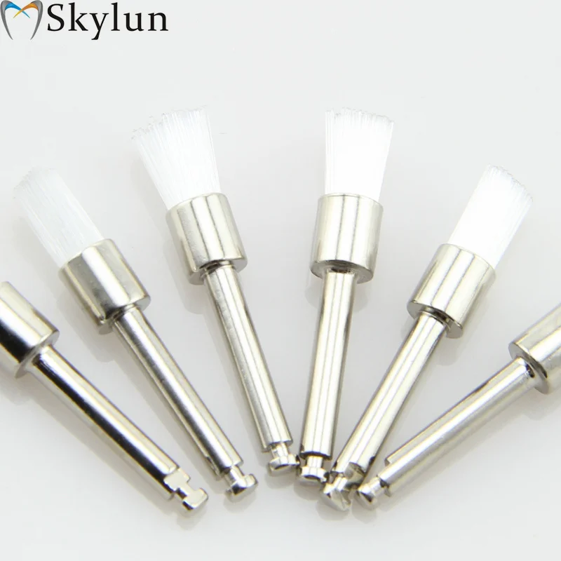 100PCS Dental Polishing Brush Latch style flat Prophylaxis brush Polisher White nylon prophy brush dental materials PB330