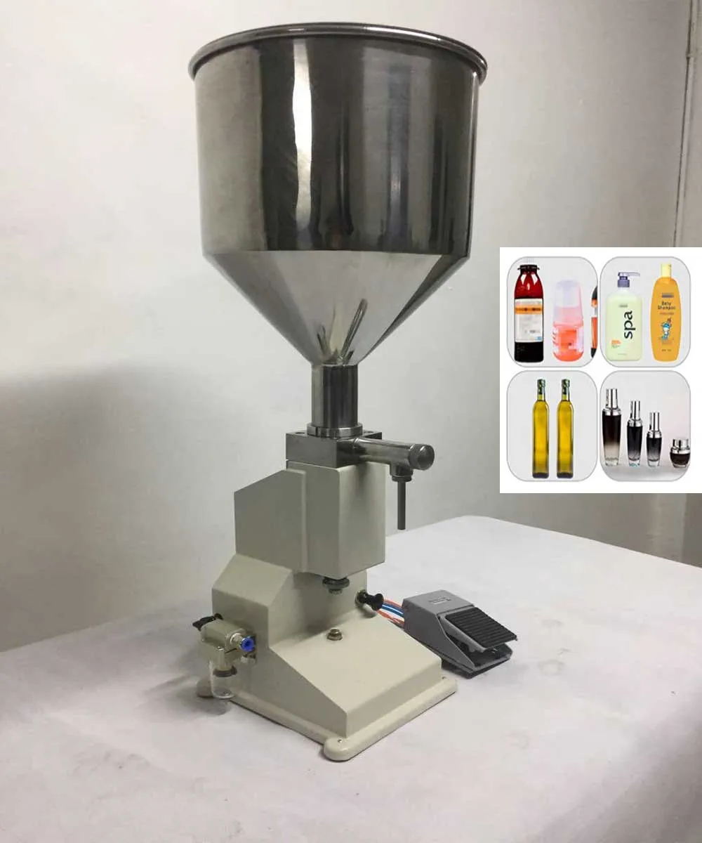 1- 100ml Pneumatic Filling Machine Cream Food Paste Dispensing Liquid Packaging Equipment Stainless Steel A02