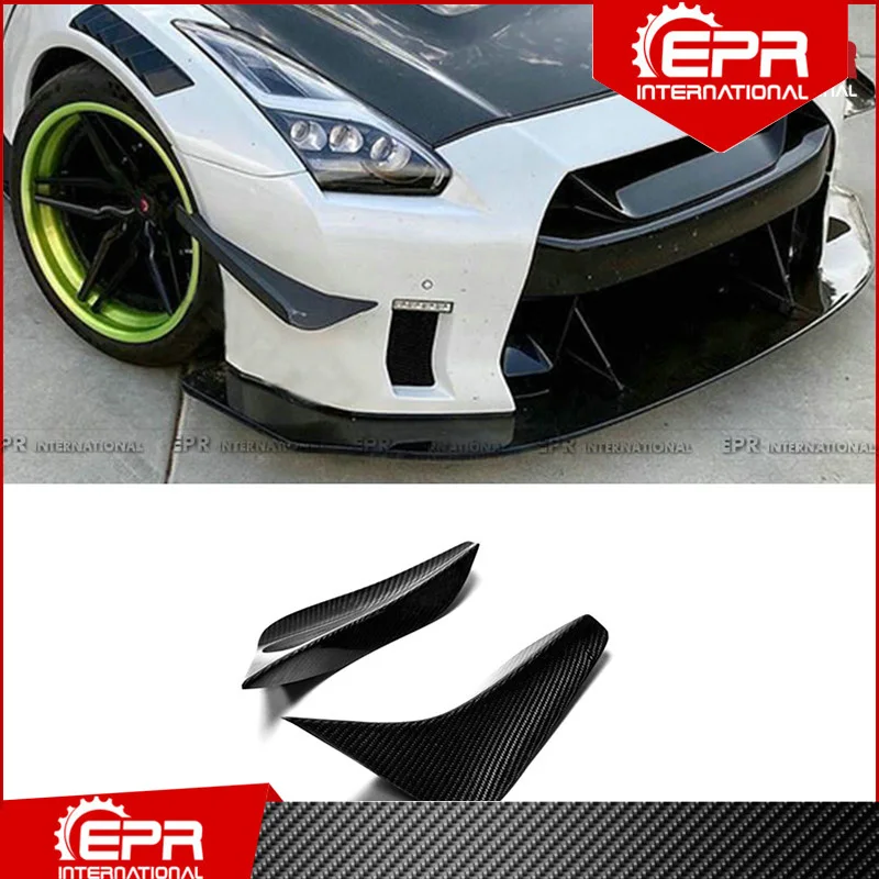 For Nissan R35 GTR OEM Carbon Fiber Front Bumper Canard Trim (OEM Bumper Only) Glossy Carbon Front Splitter For R35 GT-R Racing