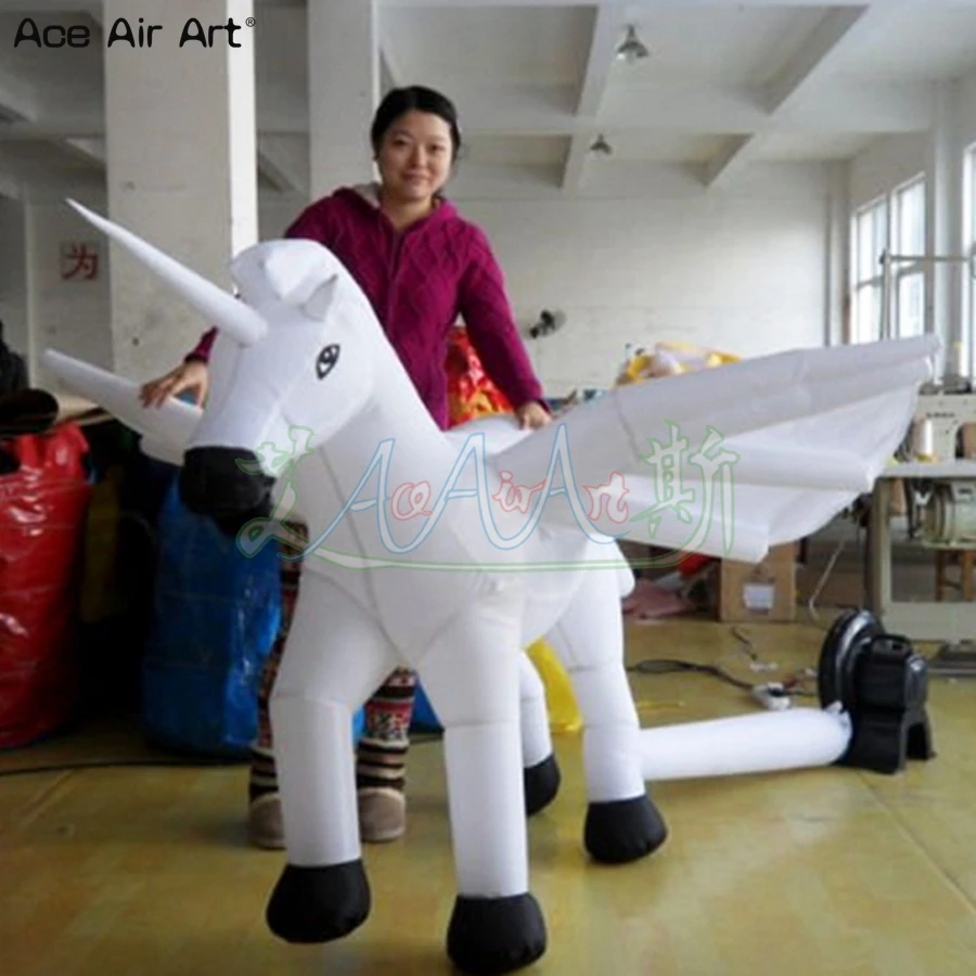 Factory Inflatable White Horse/2.5/3/3.6mH Inflatable Animal Mascot Model With Wings For Advertising Made By Ace Air Art