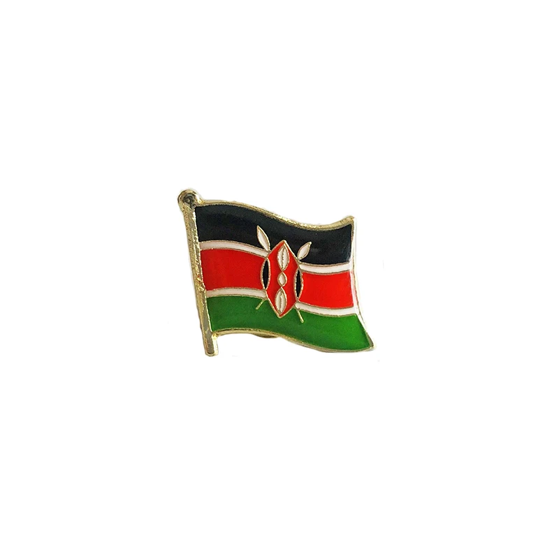 Kenya National Flag Crystal Epoxy Metal Enamel Badge Brooch  Collection Souvenir Gifts  Lapel Pins Accessories  Size1.6*1.9cm