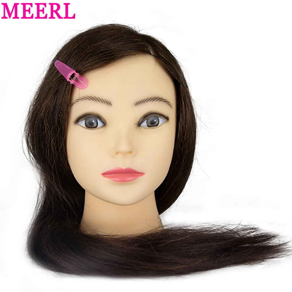 26\'\'80% Real Human Hair Mannequin Head For Hair Training Styling Professional Hairdressing Cosmetology Dolls Head For Hairstyles