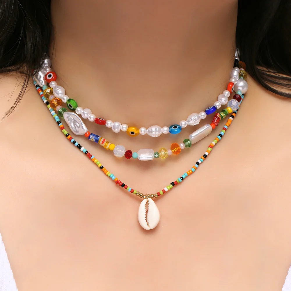 Böhmische bunte Schmetterlings fruchtform Perlens trang Halsketten für Frauen Boho Perle Hals reifen Halskette Sommer handgemachten Schmuck