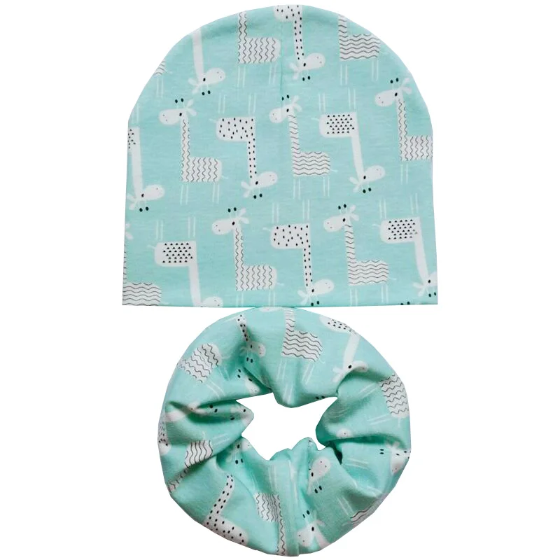 New Winter Children Scarf Hat Sets Cartoon Dinosaur Baby Head Cover Spring Warm Neck Collar Kids Beanies Set Cotton Children Hat