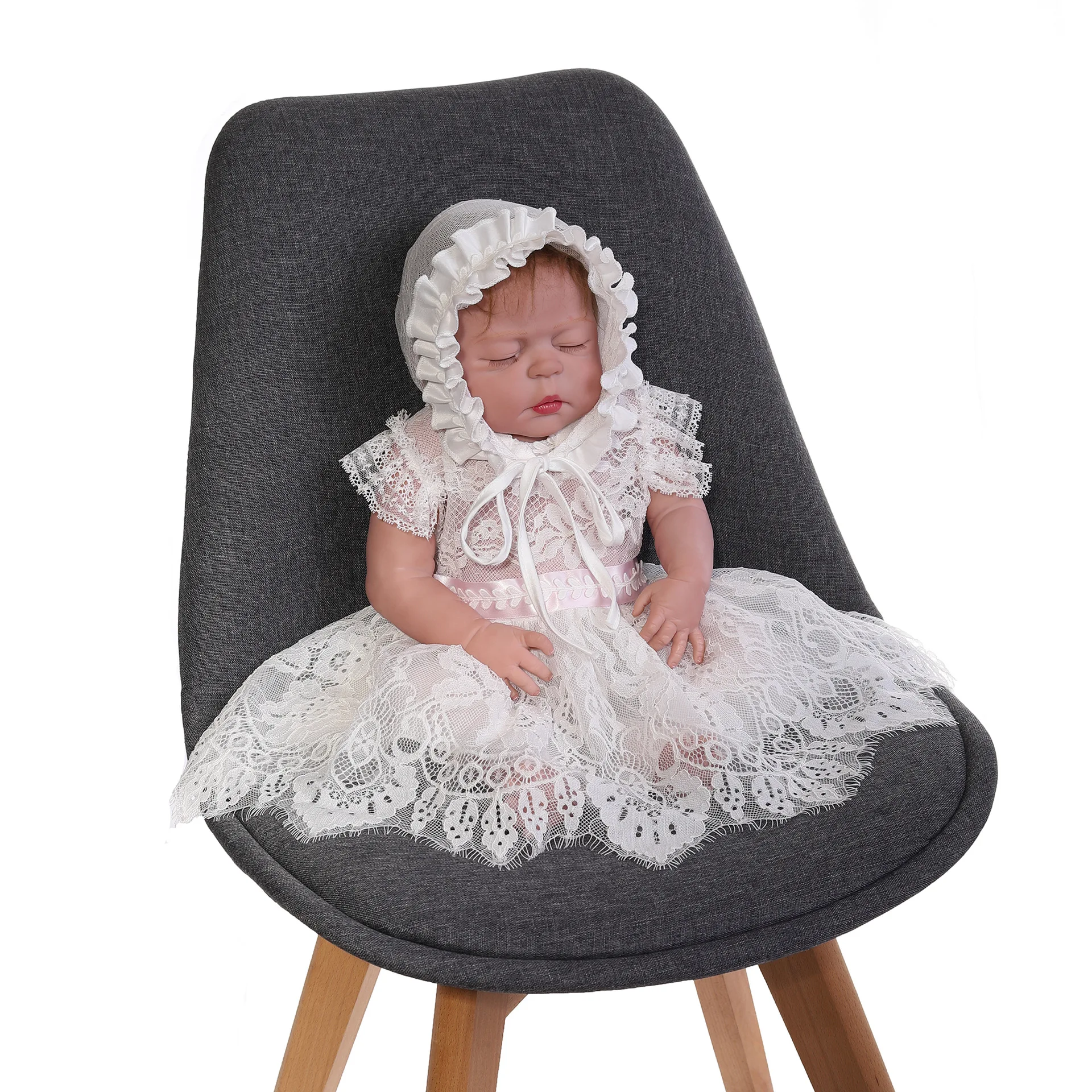 1 Year Birthday Dress for Baby Girl & Hat Knee Length Lace Weddings Summer Vestido Newborn to 24Month Baby Clothes OBF204013