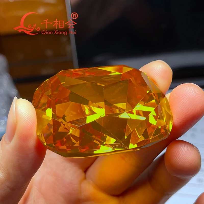 1114ct  49.5*53.6mm  yellow color cushion shape The Golden Jubilee dia mond  cubic zirconia loose stone cz stone