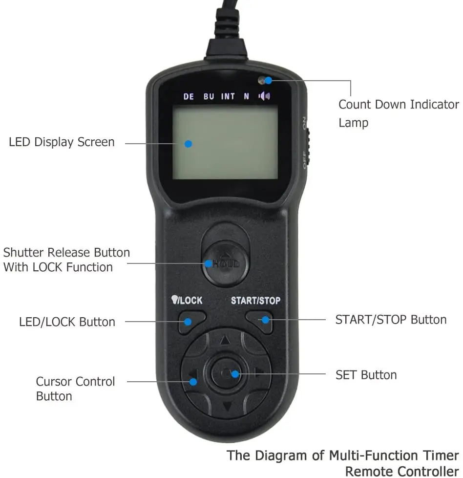 JJC Intervalometer Timer Remote Control Controller Shutter Release for Canon R5 R6 R7 R10 850D 750D 700D 90D 80D 5D Mark II III