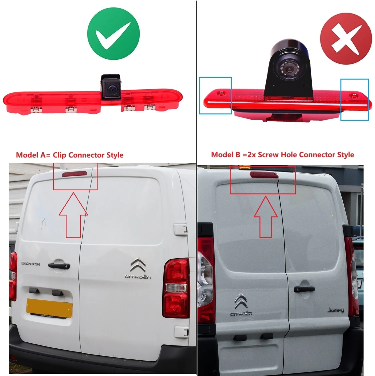E9 HD 720P 3rd Brake Light Camera+4.3'' monitor for Citroen Dispatch / Toyota Proace Verso / Peugeot Expert Traveller 2016-2020