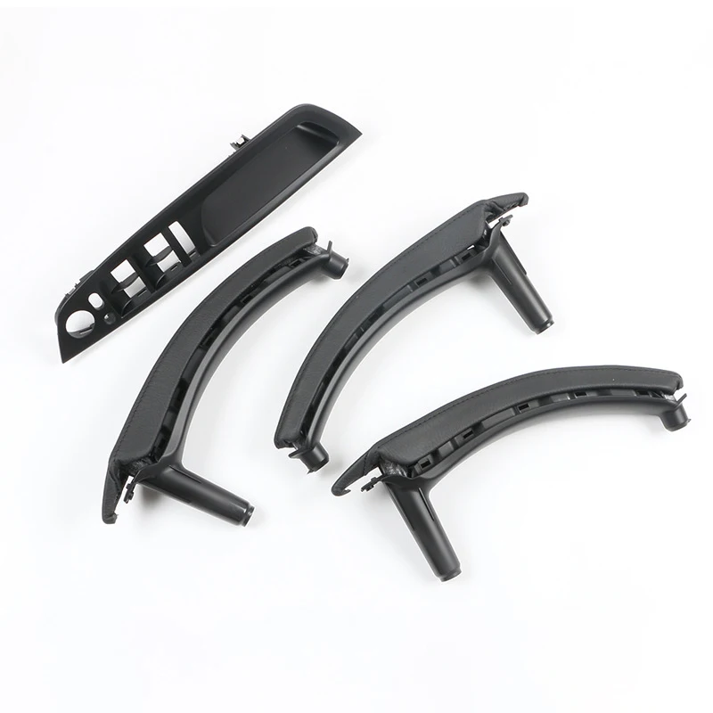 7Pcs/Set LHD RHD Car Interior Inner Door Leather Pull Handle Bracket and Outer Skin Trim Cover For BMW E70 E71 X5 X6 2007-2013