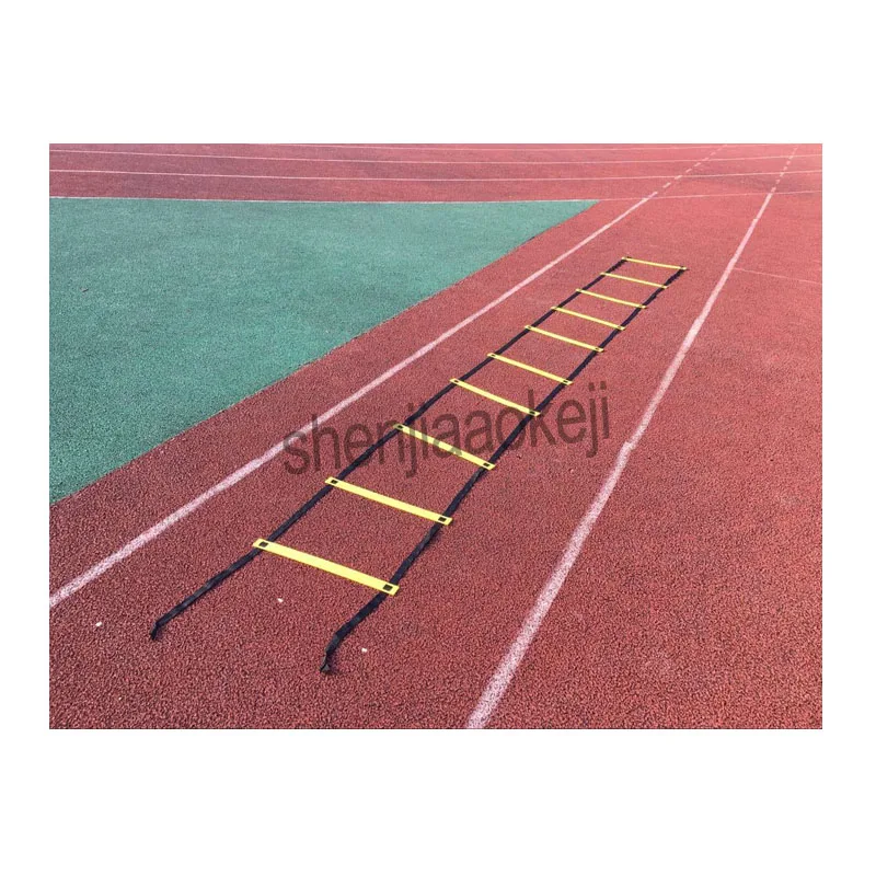 Tangga latihan sepak bola 10 anak tangga, tas jinjing, bahan PP, peralatan kebugaran luar ruangan