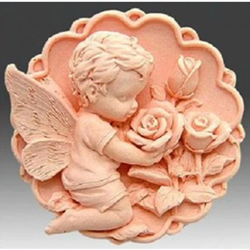 

FM353 aromatherapy gypsum decoration candle mold rose Angel Silicone Mould