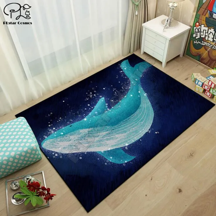 

Dolphin turtle carpet Square Anti-Skid Area Floor Mat 3D Rug Non-slip Mat Dining Room Living Room Soft Bedroom Carpet