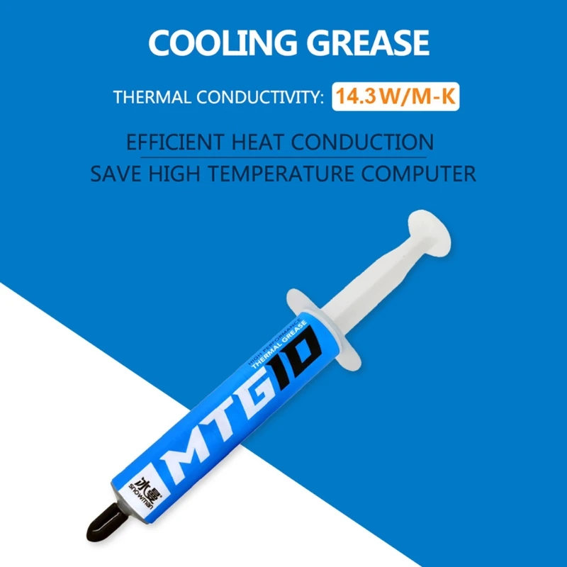 

SNOWMAN 5 / 10g Syringe MTG5 / MTG10 Thermal Grease Paste 14.3W /m-K for Amd Intel CPU Heatsink Fan Cooling VGA Compound