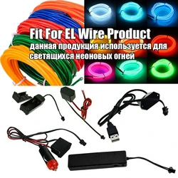 Fuente de alimentación de cable EL, transformador de controlador de luz ambiental de neón para coche, accesorios de tira de iluminación de neón, 3V, 5V, 12V