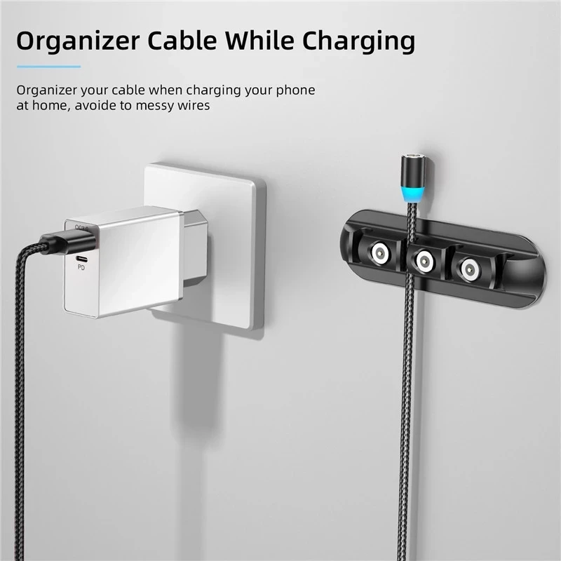 Cable Organizer Silicone Winder Flexible Wire Management Clips Cable Holder for Mouse Headphone Magnetic Charging Cable Plug Box