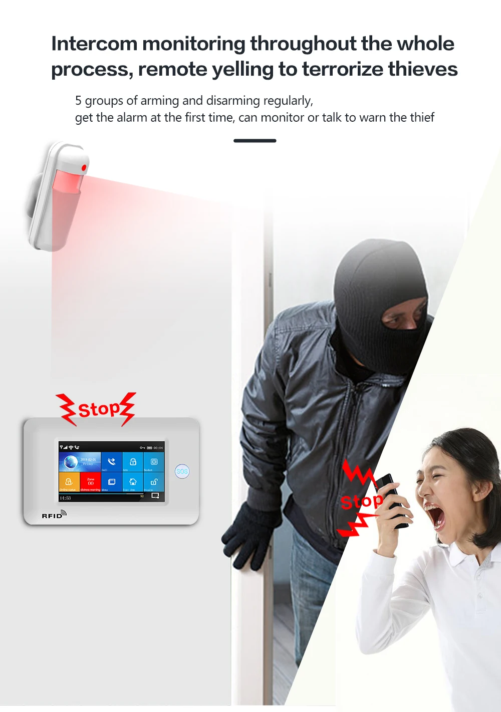 MULO PIR Infrared Motion Sensor Wireless Detector Movement 433MHz for Security Burglar Alarm System