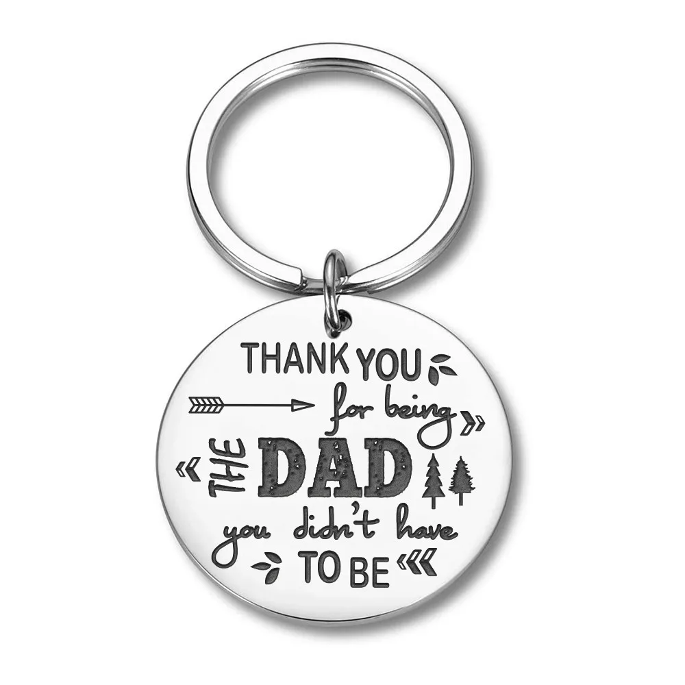 Fathers Day Gifts for Dad Stepfather Birthday Gifts Keychain for Step Daddy Thank You for Being My Dad Men Key Ring Adoptive Dad