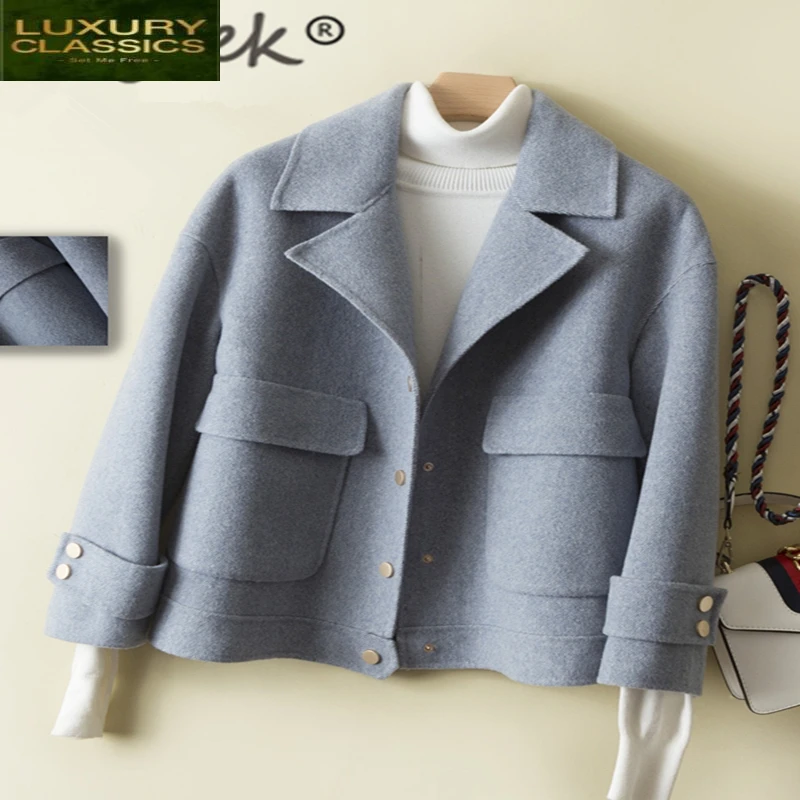 Winter Coat Female Elegant 100% Wool Coat Women Autumn Clothes 2021 Korean Ladies Short Cashmere Woolen Jacket Hiver SqmU