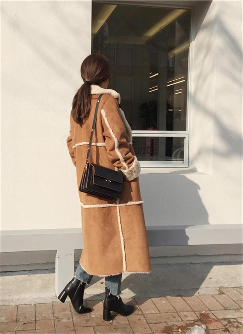 LMQ NEW 2020 Winter Women High Quality Fur Coat Loose Lapel Thick Warm Plush Stylish Cashmere Casual Streetwear Lamb Wool Coat