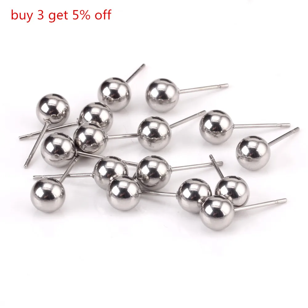 LUXUKISSKIDS Stainless Steel 2mm To 10mm Surgical Ball Studs Earrings Fashion Jewelry Brinco For Women/Men Smooth Mental Beads image 3