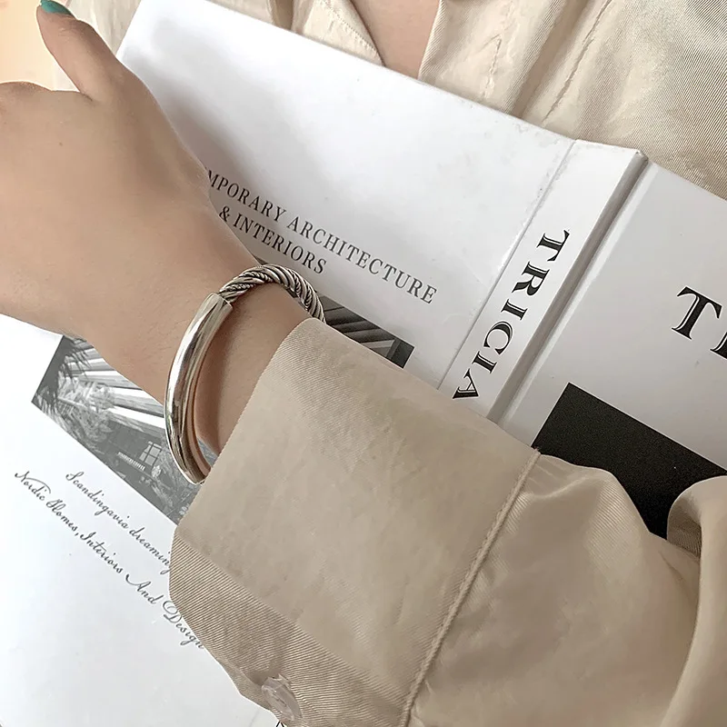 Mewanry Silver Color Couples Bracelet for Women New Trend Vintage Punk Rock Party Twist Jewelry Birthday Gifts Wholesale