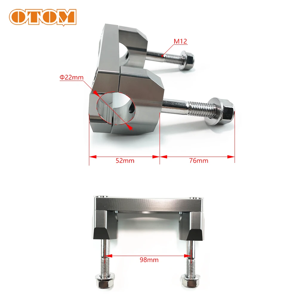 OTOM 오토바이 핸들 바 클램프, CNC 알루미늄 7/8 인치 바 라이저, 상단 커버 어댑터, 가와사키 KX KXF 스즈키 RMZ DRZ 모토크로스용, 22mm