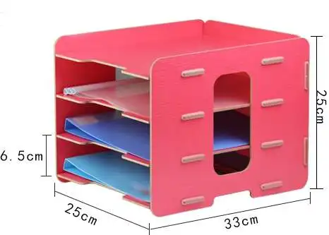 Wooden desktop book storage office document column frame frame A4 paper 4-layer promotional materials rack