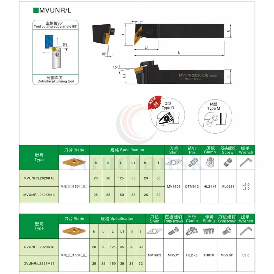 أدوات خرط خارجية 10 قطع, قطعة VNMG1604 إدراج كربيد الدائرة الخارجية 1 قطعة mv2020k16 أداة تحول خارجية arport mvnv2525m16 حامل MVUNL CNC أداة مخرطة