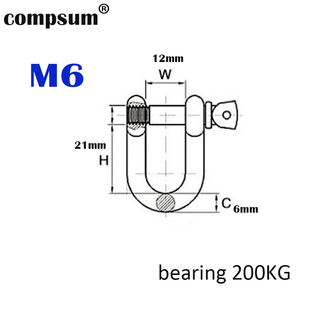 T304 Stainless Steel Shackle wire rope lock chain connecting Screw Pin D