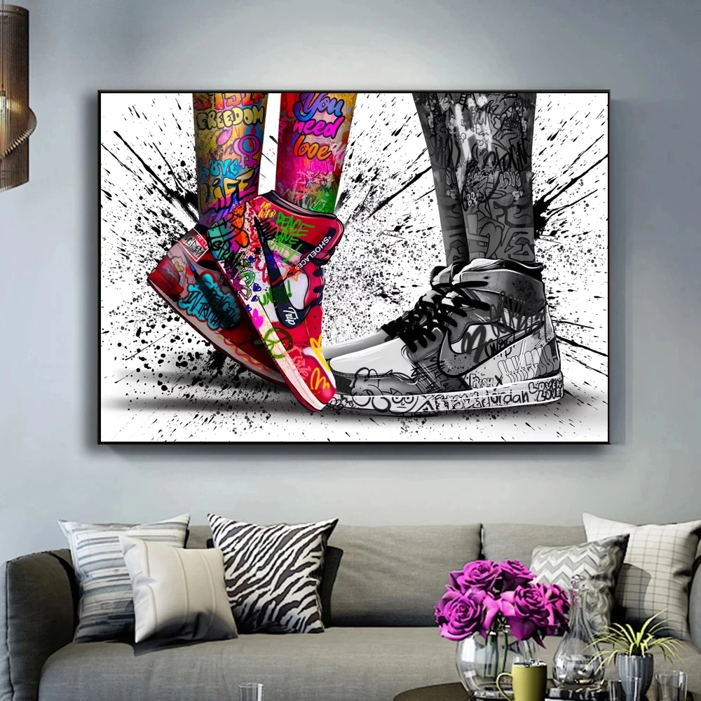 

New 5D Diamond Painting Couple Wearing Graffiti Sneakers DIY Diamond Embroidery Cross Stitch Mosaic Home Decor Gift BM211