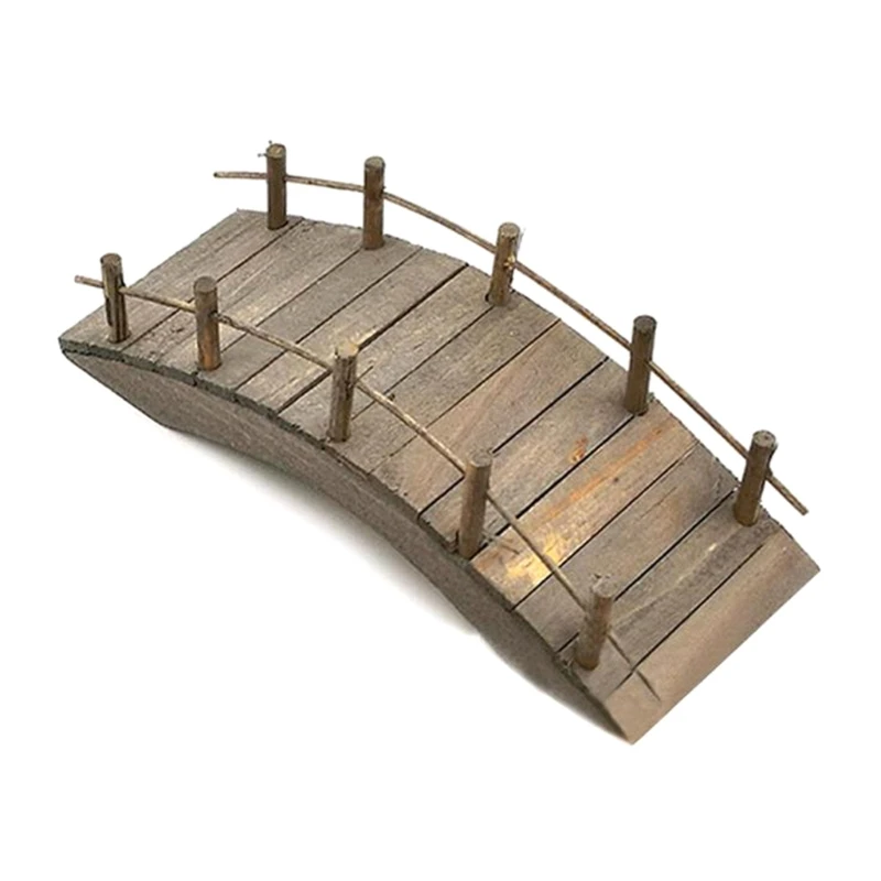 Mini ponte de arco de madeira para bonecas, jardim das fadas em miniatura para micro paisagismo, 1:12