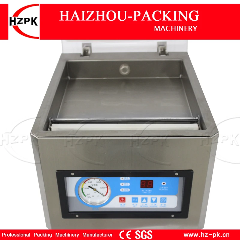 HZPK Stainless Stee Chamber Coffee Nut Plastic Bags Sealing Kitchen Food Automatic Commercial Small Vacuum Packing Machine DZ260