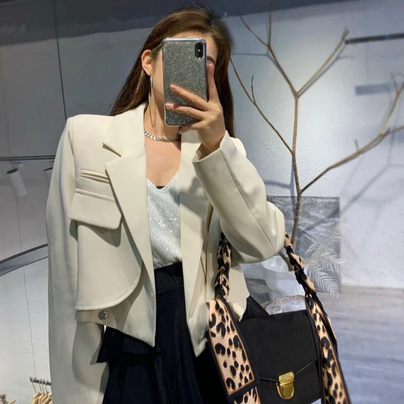 Blazer Women Spring Office Ladies All-match Leisure Trendy Single Breasted New Pockets Ulzzang Elegant Vintage Outwear Clothing