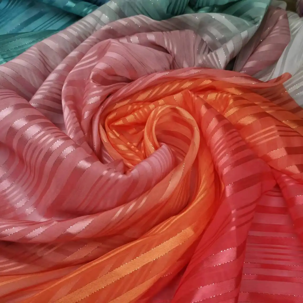 Ombre Dancing Dress Cosplay Fabric Gradient Metallic Chiffon Scarf Dropping Glossy DIY Sewing