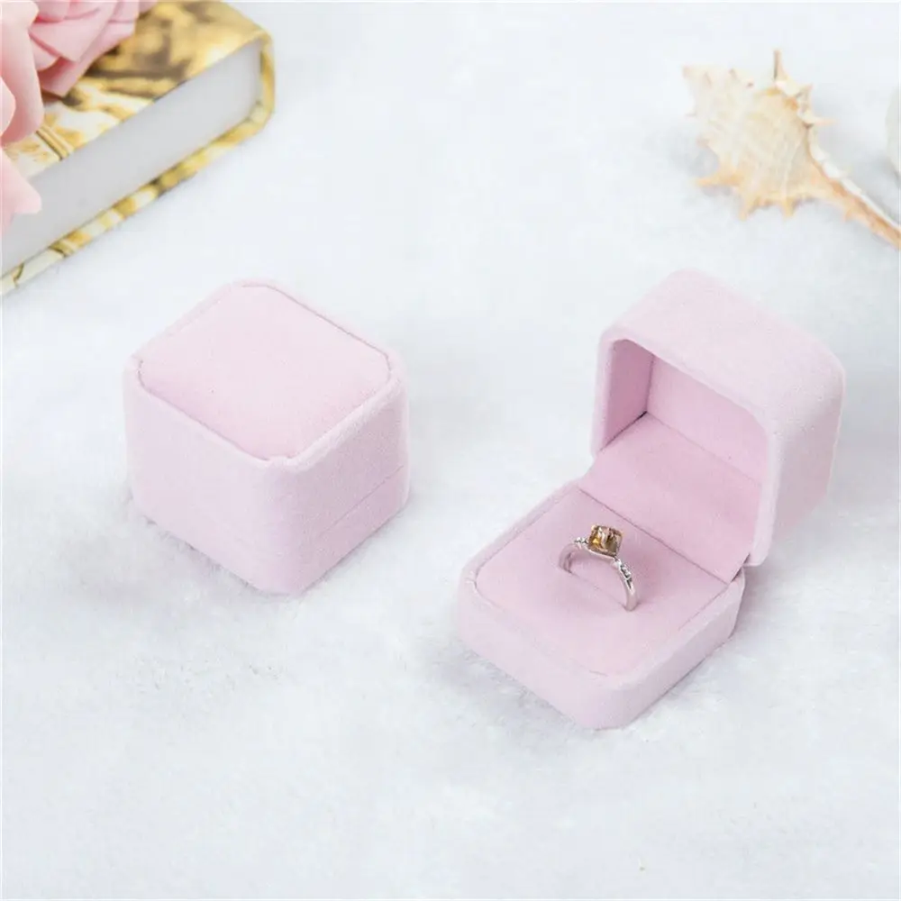 Samt Schmucks cha tulle achteckige Ohrring Ring Box Ehering Box Schmuck Display Inhaber Veranstalter Lagerung Geschenk verpackung Fall