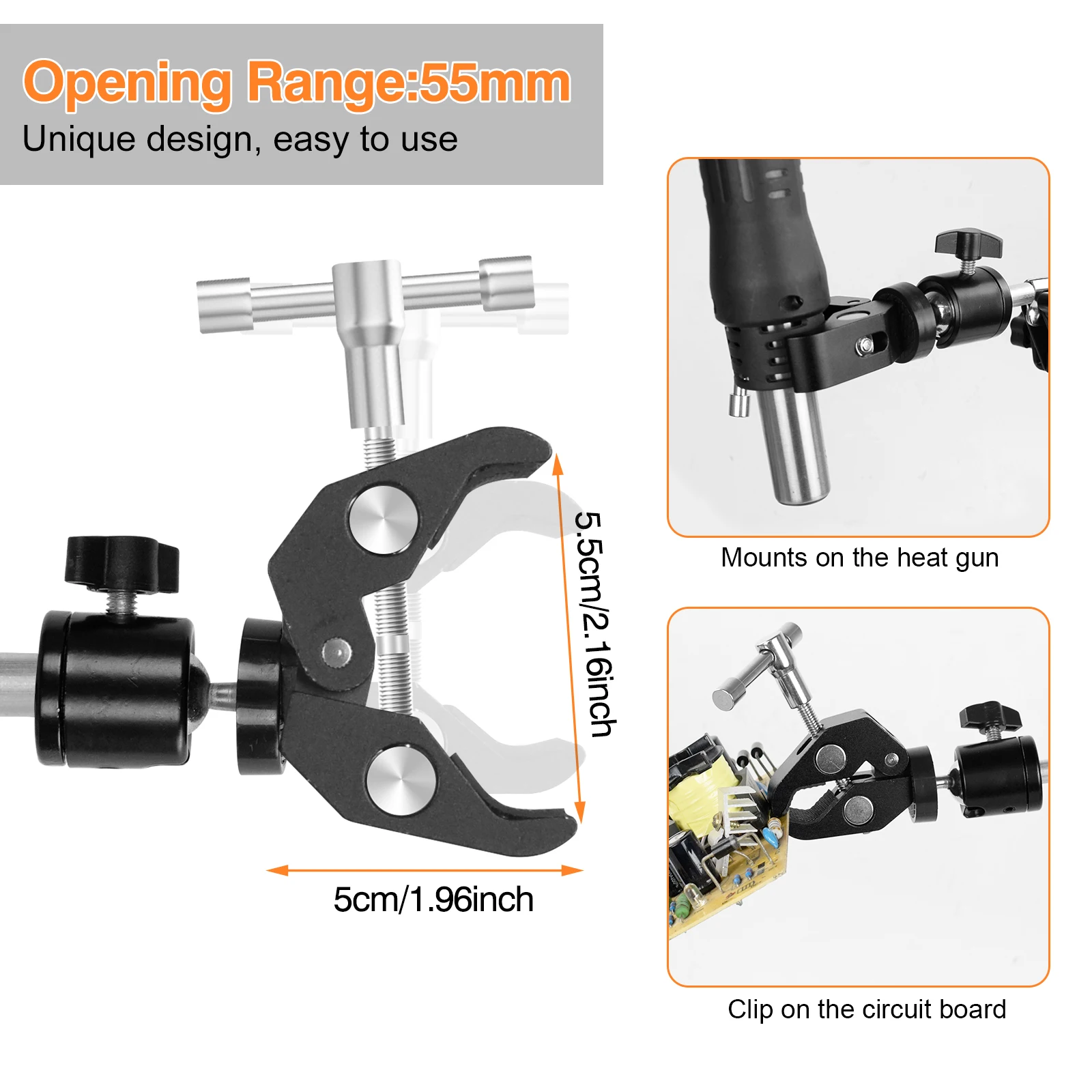 NEWACALOX 360° Rotatable PCB Motherboard Fixture Hair Dryer Holder Third Soldering Helping Hands Heat Gun Bracket Welding Tool